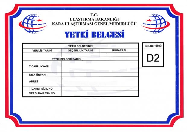 Ulaştırma ve Altyapı Bakanlığı D2 Yetki Belgesi